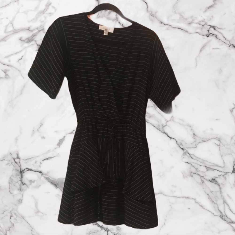 Shilla Stripe Ruffle Dress Black Small